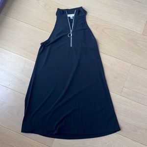 Black front half zip dress